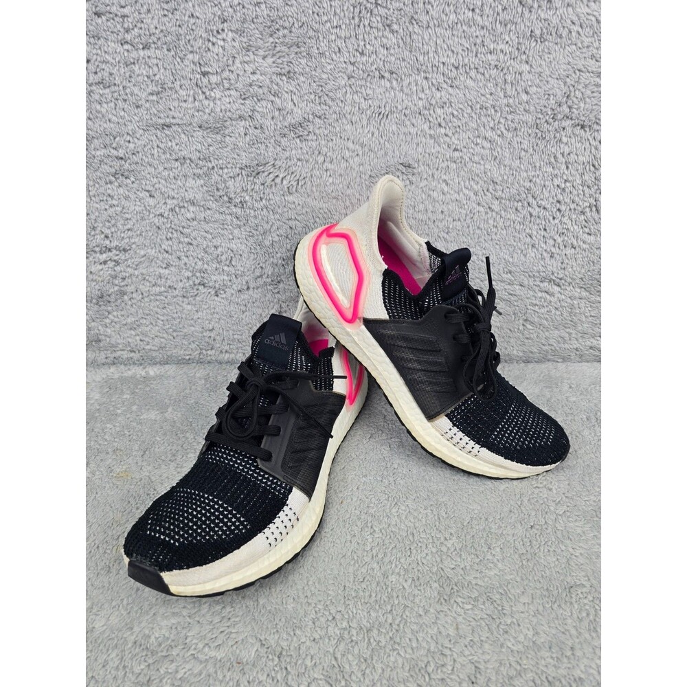 adidas UltraBoost 19 Womens Sz 10 M Shoes Black Pink Athletic Sneakers EF1625